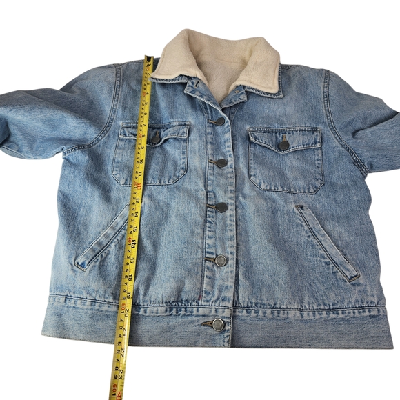 Vintage Sherpa Lined Denim Jacket Women's Size Medium Trucker Jean Coat Workwear - Picture 16 of 16